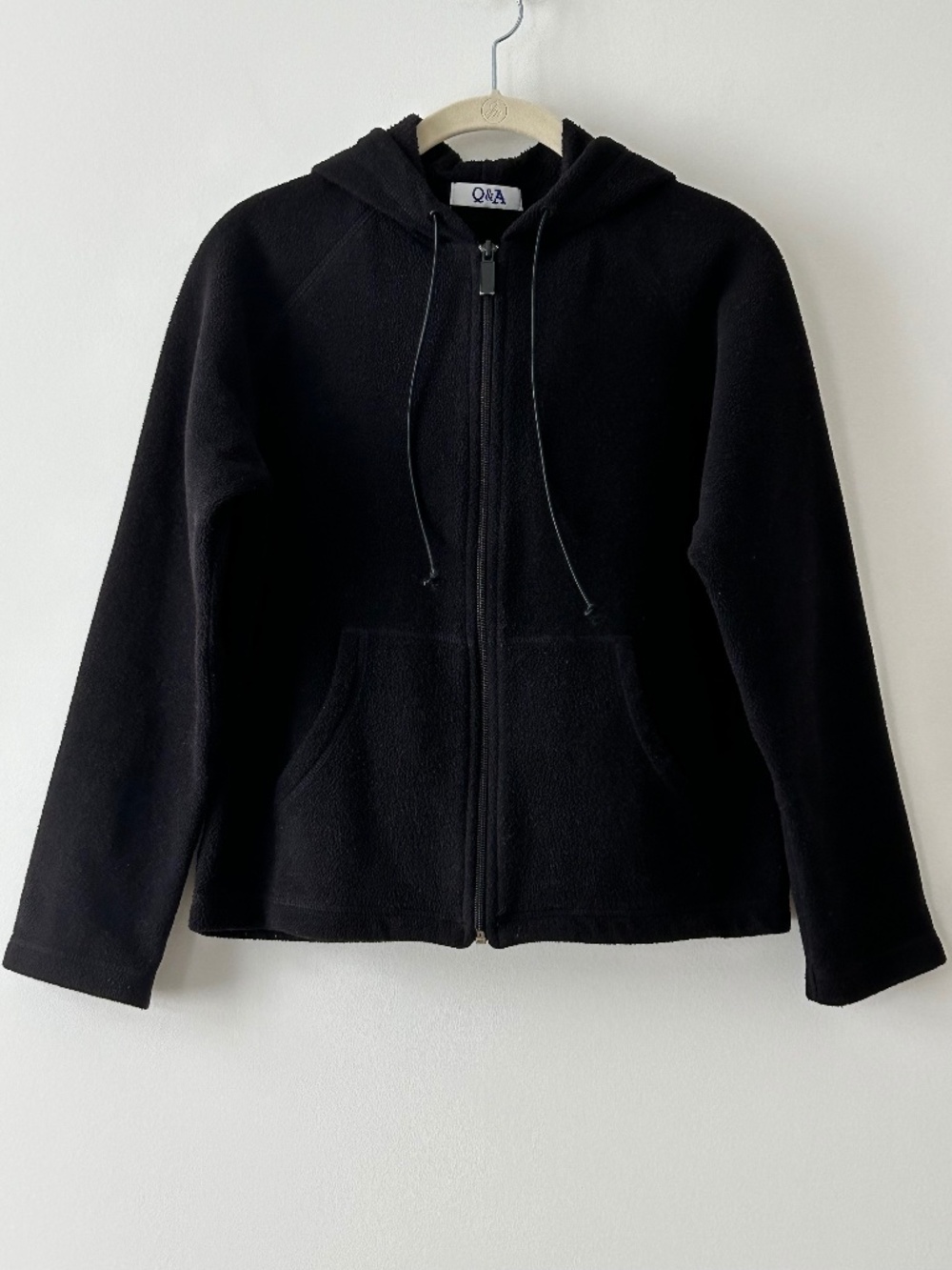 Q&A Black Fleece Zip Up Hoodie